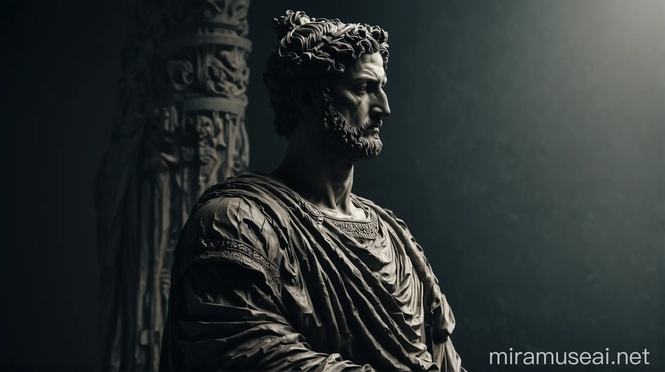Stoic Statue in Light and Dark 4K Digital Art