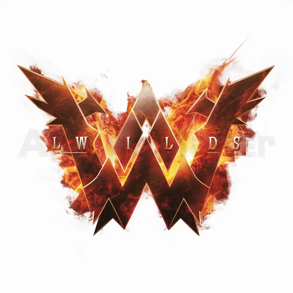 a logo design,with the text 'Wild', main symbol:design logo with text, main symbol: letter W, epic fiery elements,complex,be used in computer games industry,clear background