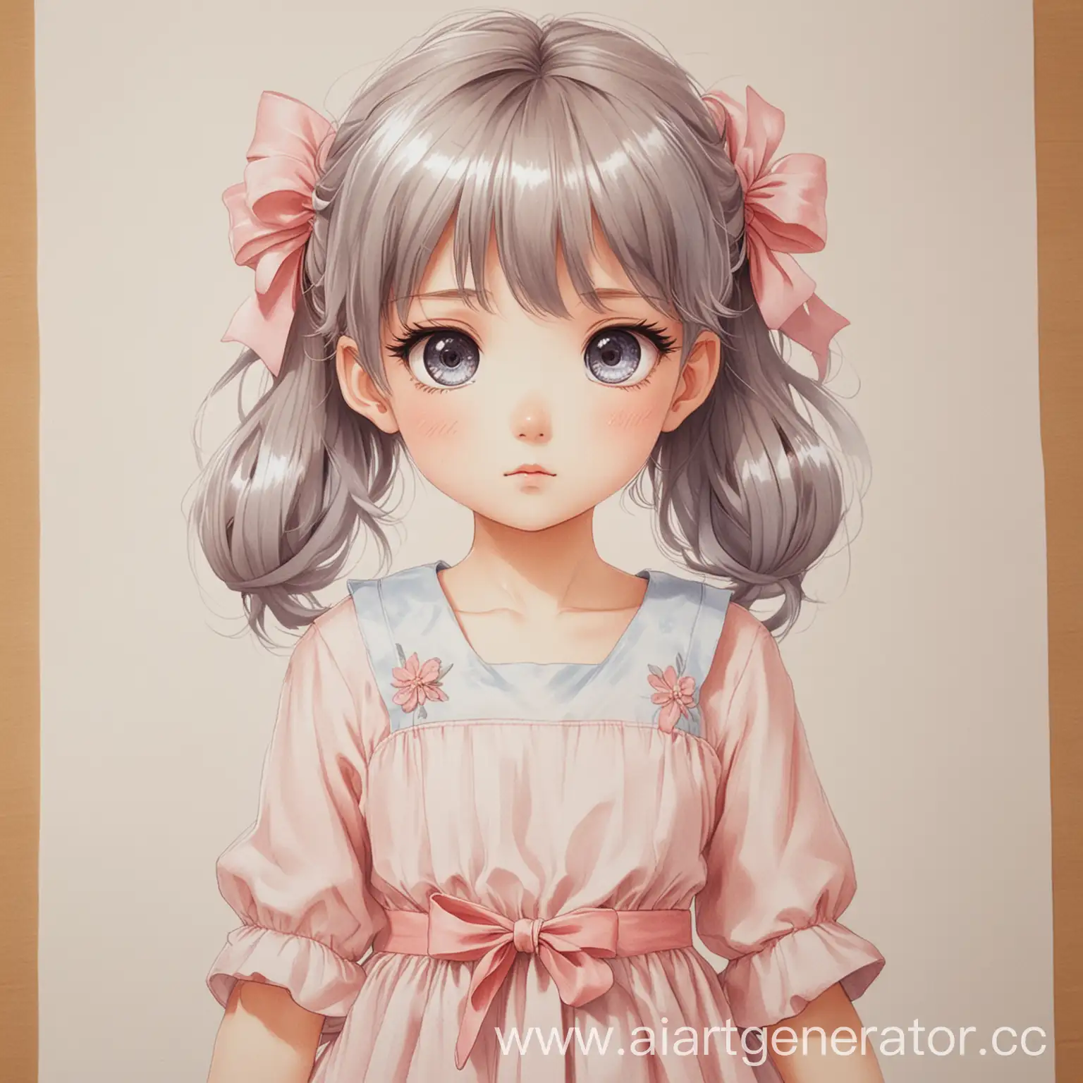 Childlike-HandDrawn-Anime-Girl-in-Light-Pastel-Dress