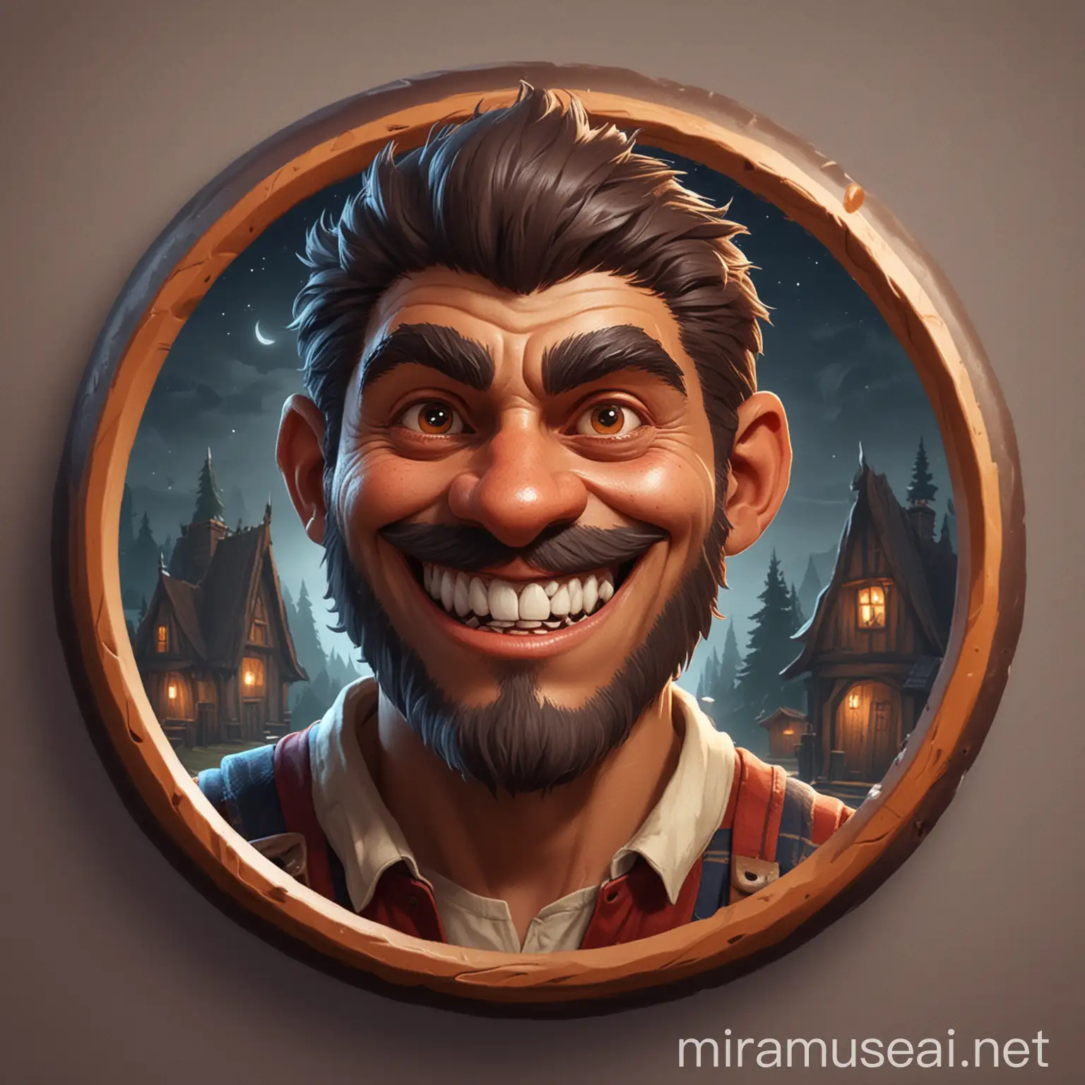a 1:1 rounded icon for a happy villager in werewolf game