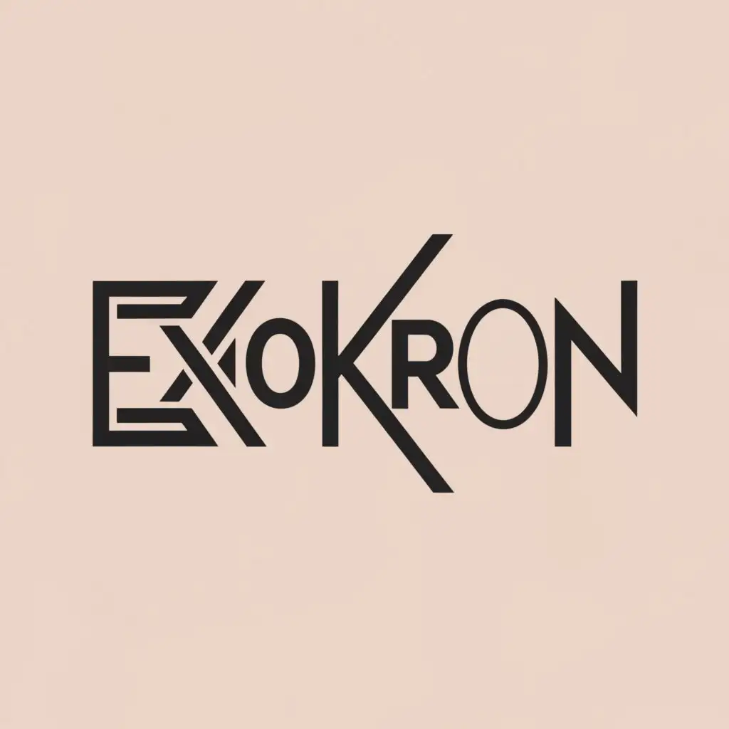 a logo design,with the text "EXOKRON", main symbol:"""
create simple modern text based logo called "EXOKRON". the logo name is "EXOKRON".   the logo will represent my brand across various platforms and merchandise. The logo will be used across various platforms such as online (websites, social media), print (business cards, flyers) and physical products (packaging, labels). I am looking for modern visuals that capture attention and is memorable. Logo should include the word "EXOKRON".

Key Requirements:
- The logo should be memorable for the target audience.
- It must be versatile enough to be used across online platforms like websites and social media, as well as in print on business cards and products
- A modern design style
-Theme is broad as this logo will appear on products encompassing home and office products (ie. On chair, desk, pen, water bottle, laptop bag )

As for colors, maximum of 4 different colors.
""",Moderate,clear background