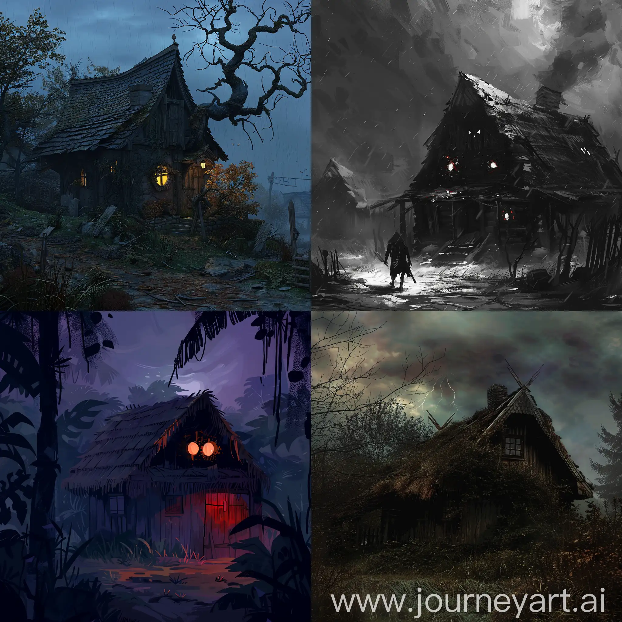 Eerie-Hut-Amidst-the-Village-Mysterious-and-Haunting-Scene