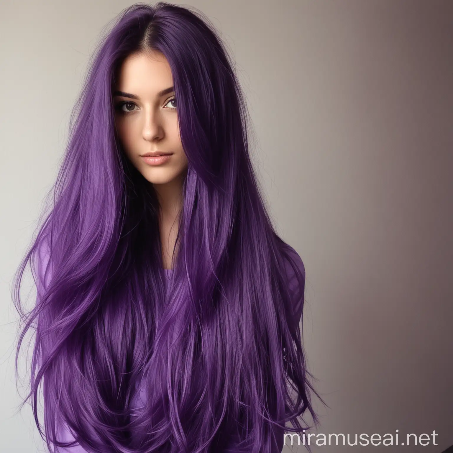 紫色，长发，纯欲，美女