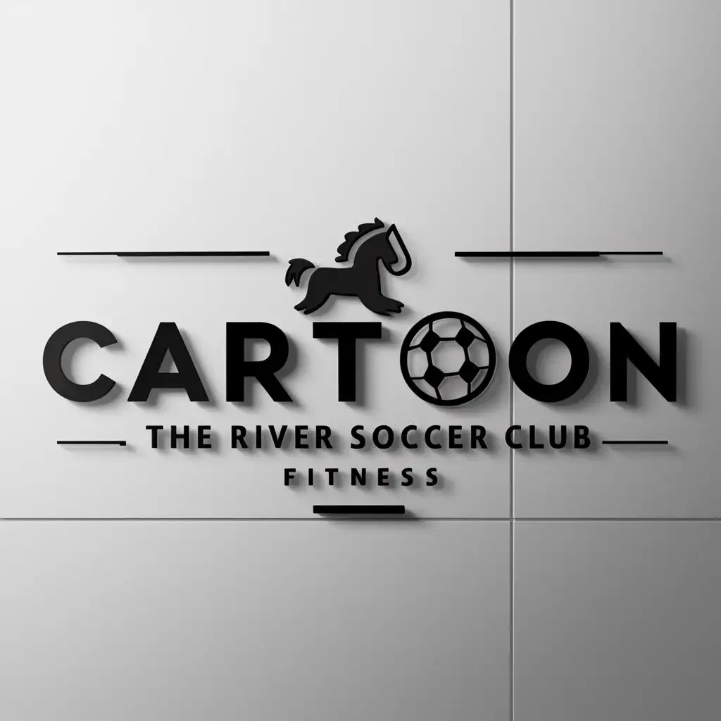 a logo design,with the text "cartoon", main symbol:little horse river soccer club,Minimalistic,be used in Sports Fitness industry,clear background