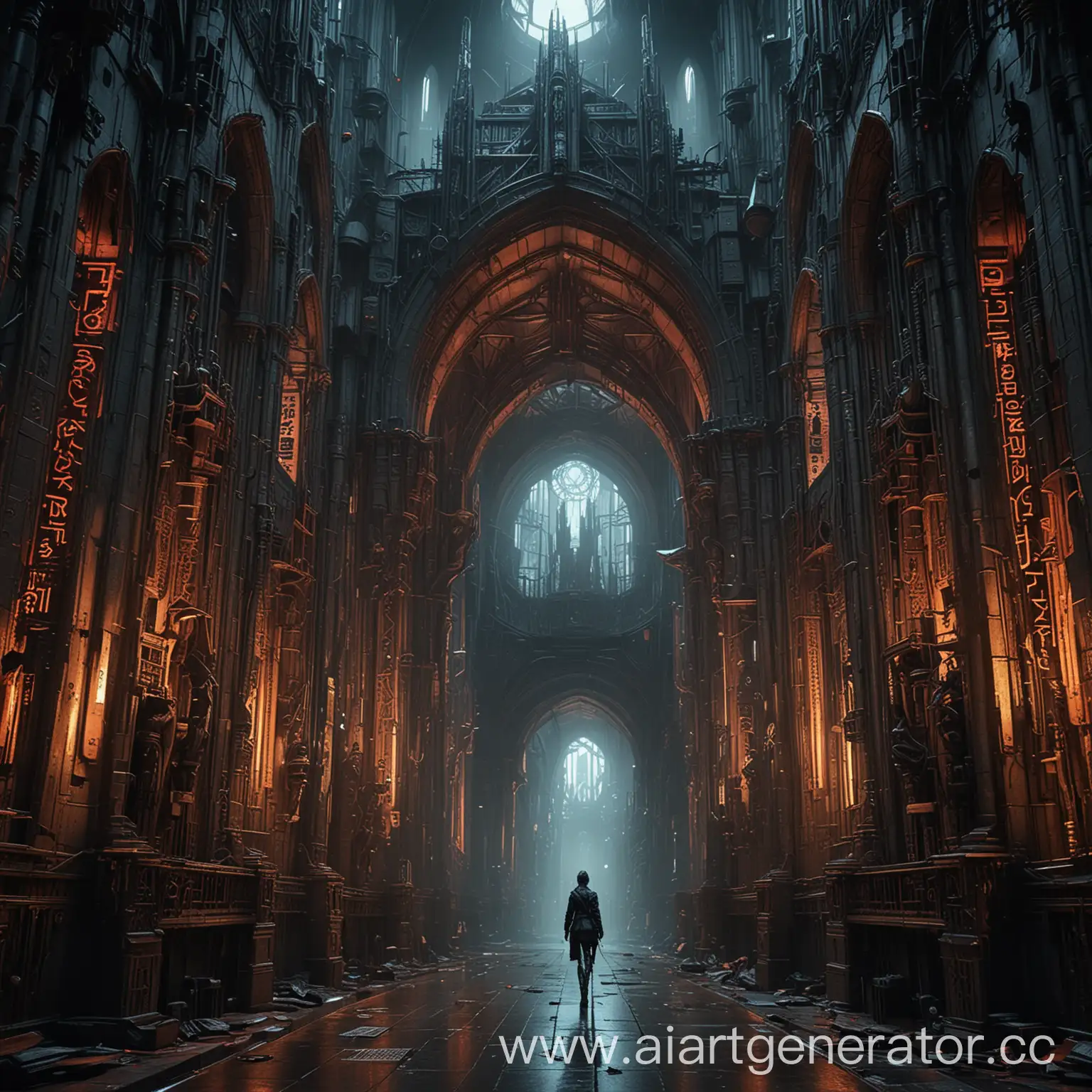 Futuristic-Gothic-Cathedral-Neon-Hieroglyphs-in-Higgstyle