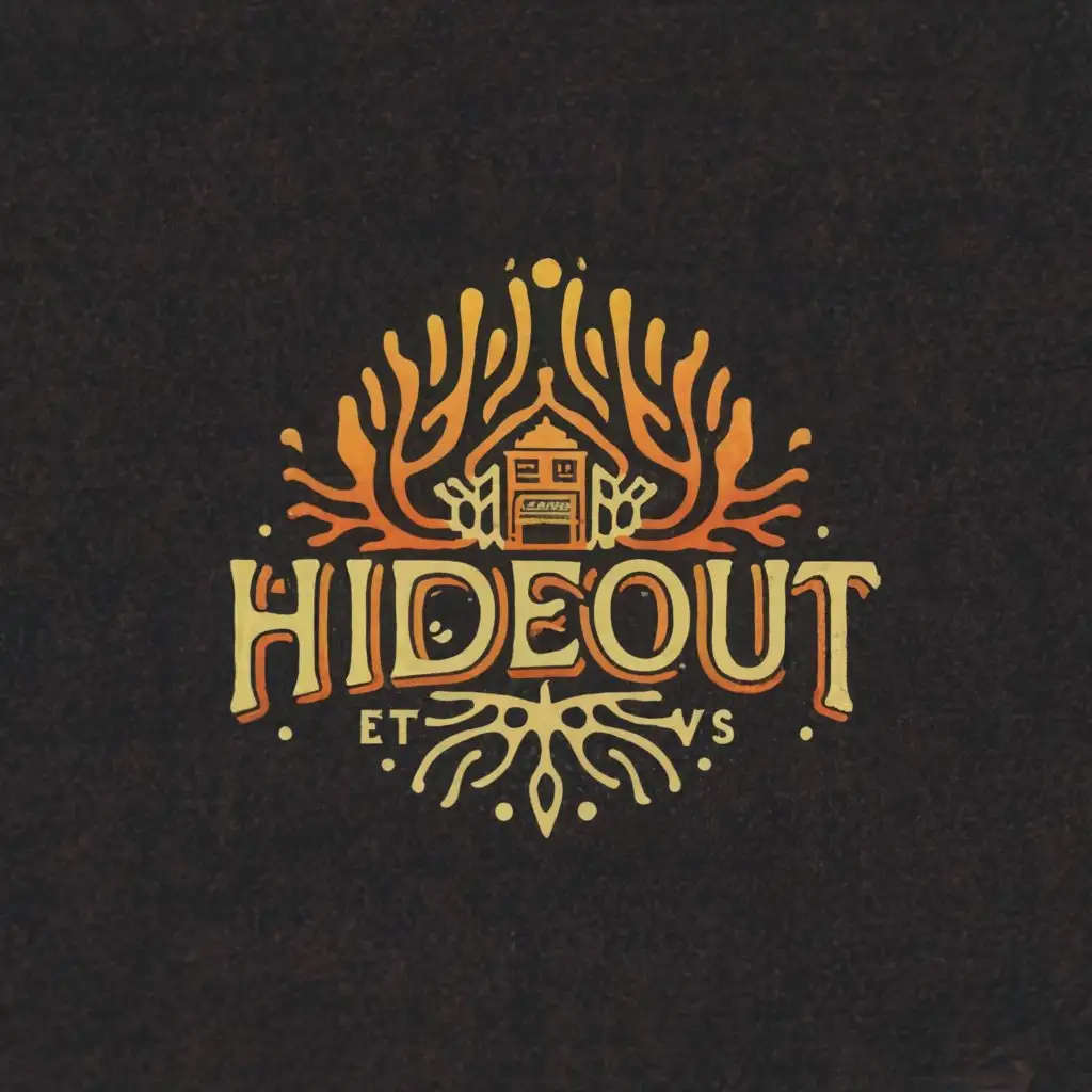 a logo design,with the text "The Hideout", main symbol:make the logo from "The Hideout" make a very attractive background .“Escape to ‘The Hideout’ - Your Cozy Corner for Candid Conversations!.add this to the bottom or some were nice,Moderate,be used in Entertainment industry,clear background