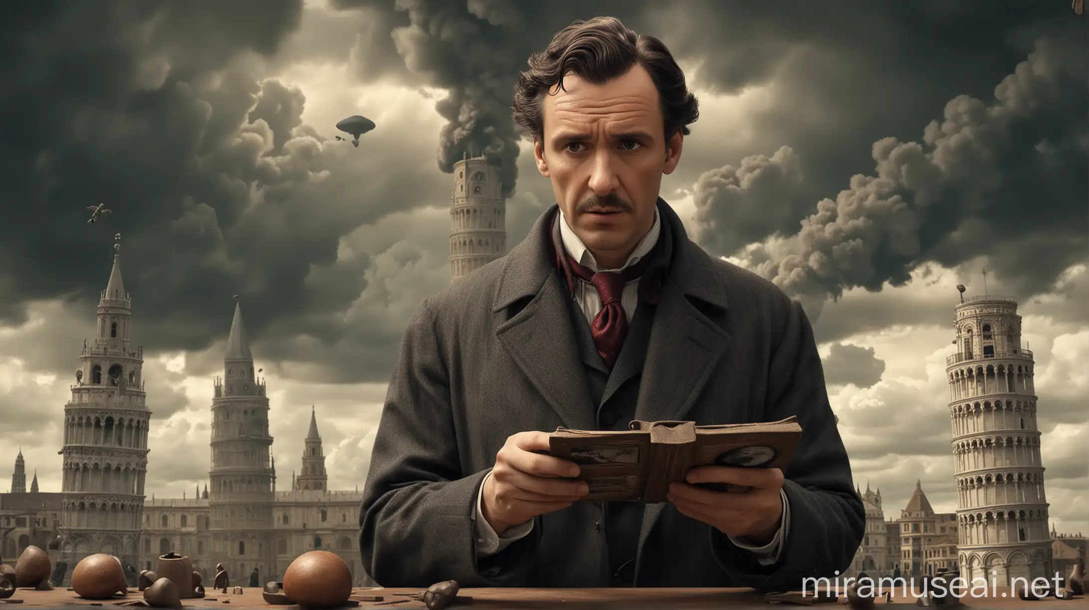 Sherlock Holmes Investigates Pisa Tower Amidst Atomic Fallout