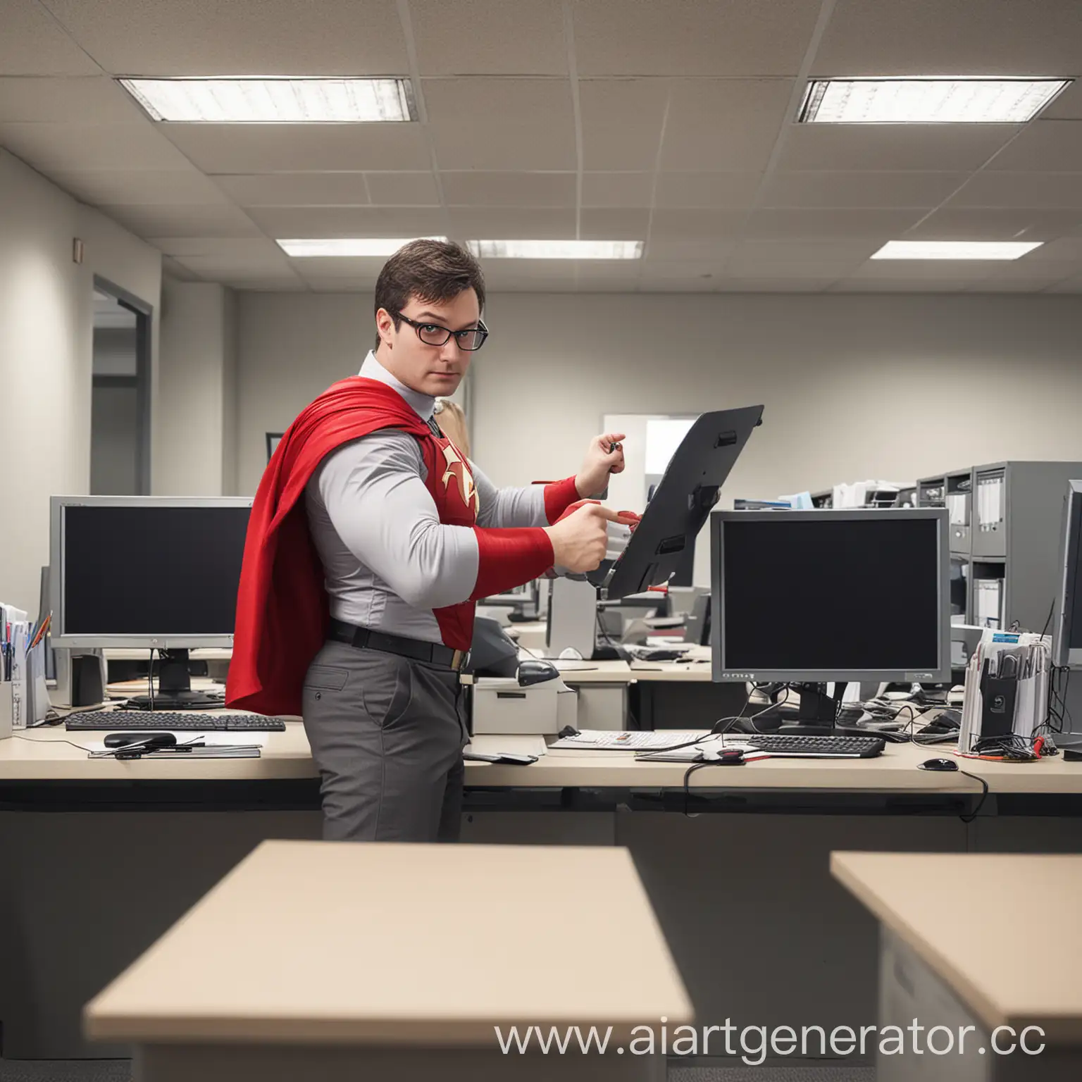 Супер герой айтишник спасает офисный мир