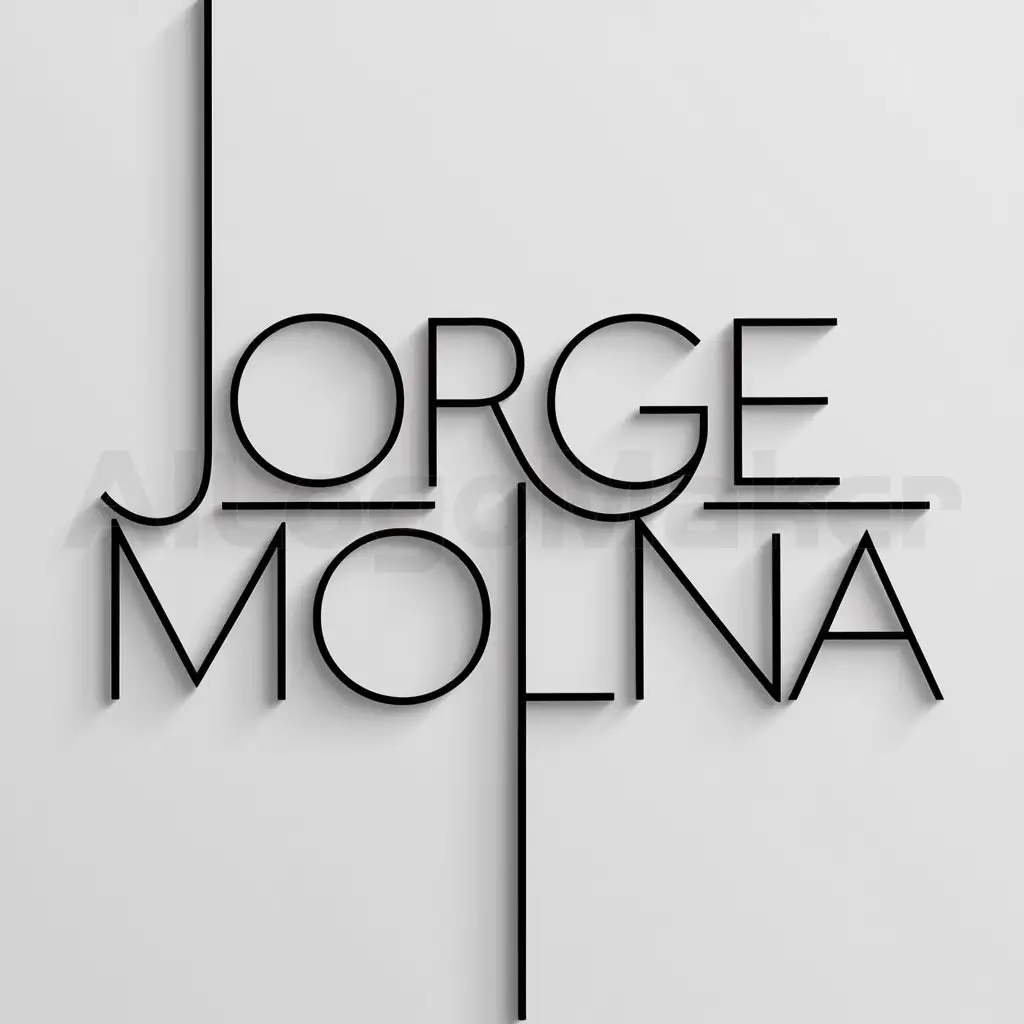 a logo design,with the text "JORGE MOLINA", main symbol:letras,Minimalistic,clear background