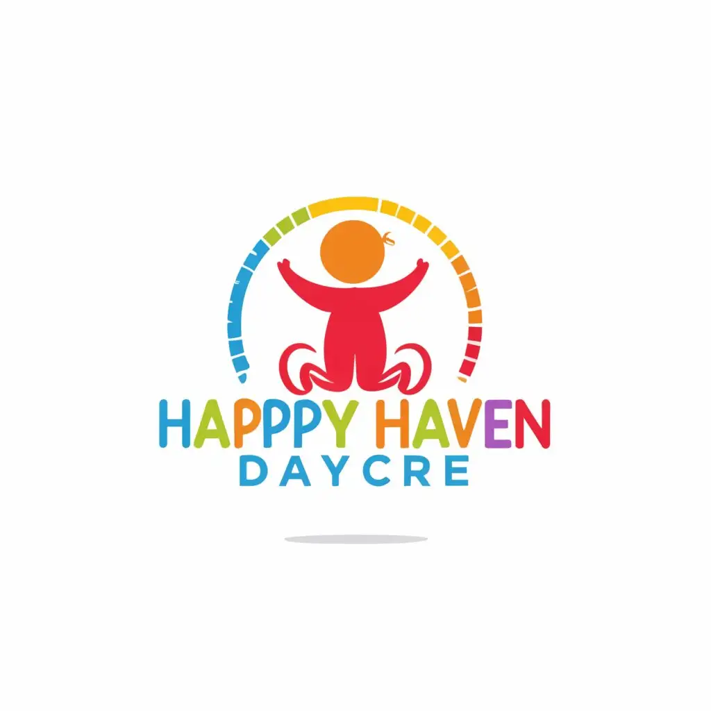 a logo design,with the text "HAPPY HAVEN DAYCARE
"WHERE EVERY CHLILDS ADVENTURE BEGINS"", main symbol:KID,complex,be used in Education industry,clear background