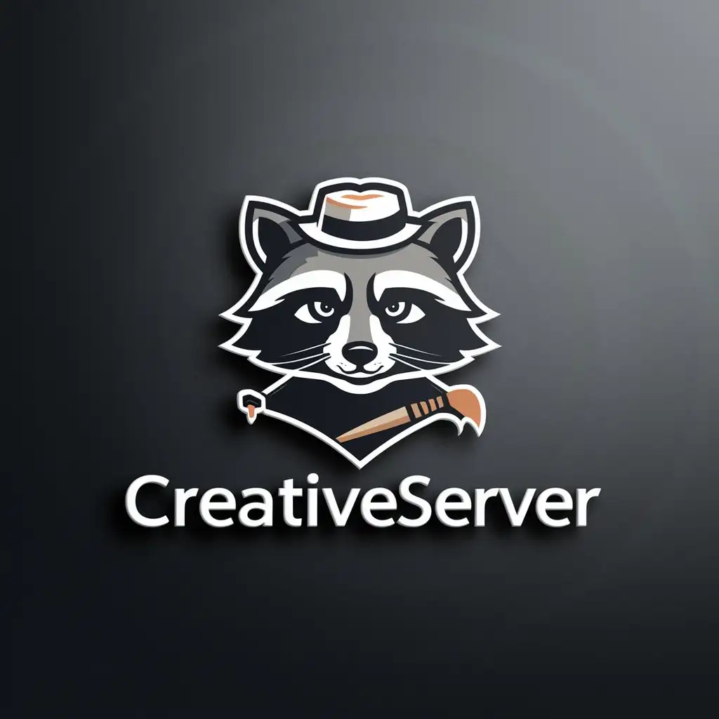 a logo design,with the text "CreativeServer", main symbol:Raccoon,Moderate,clear background