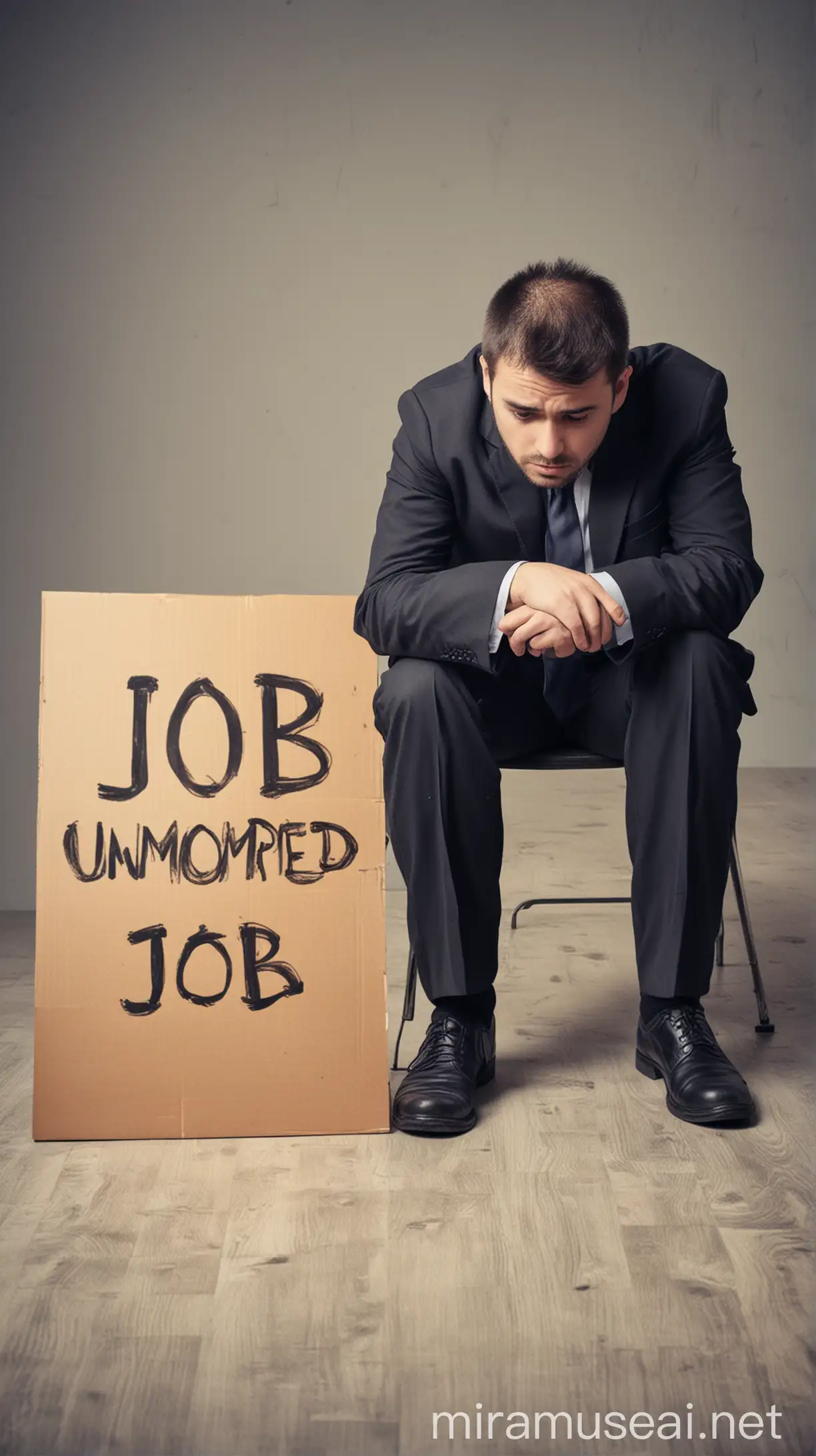 Depressed Unemployed Man Seeking Job Opportunities