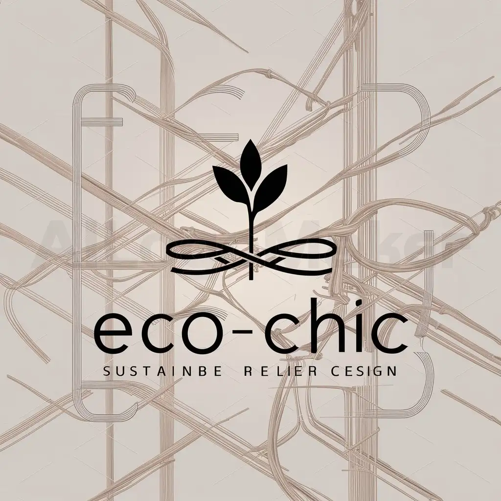 a logo design,with the text "Eco-Chic", main symbol:The jute plant turns into a cord,complex,clear background