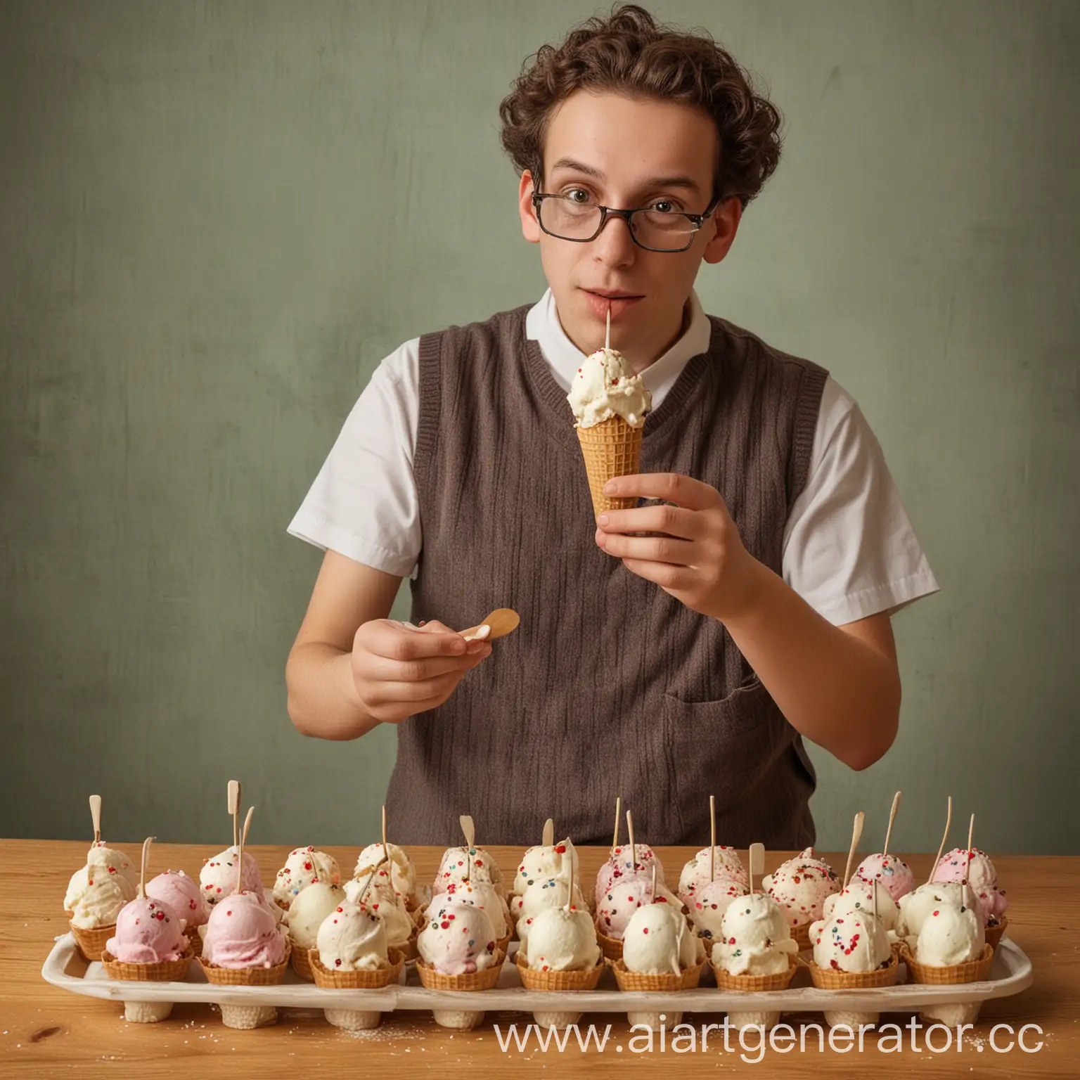 Mathematician-Counting-Ice-Cream-Portions
