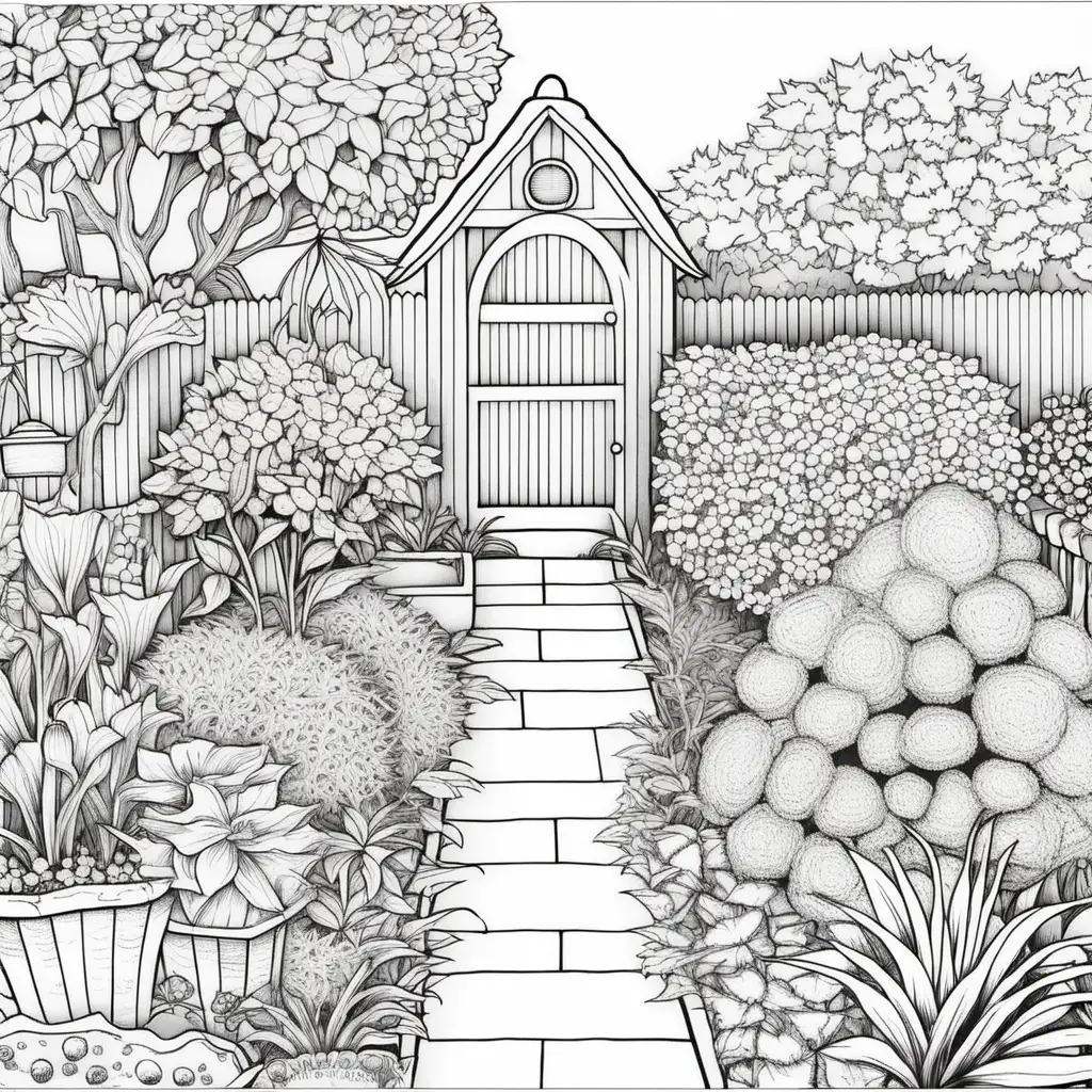 A PEACEFUL GARDEN
 COLORING IMAGES 
