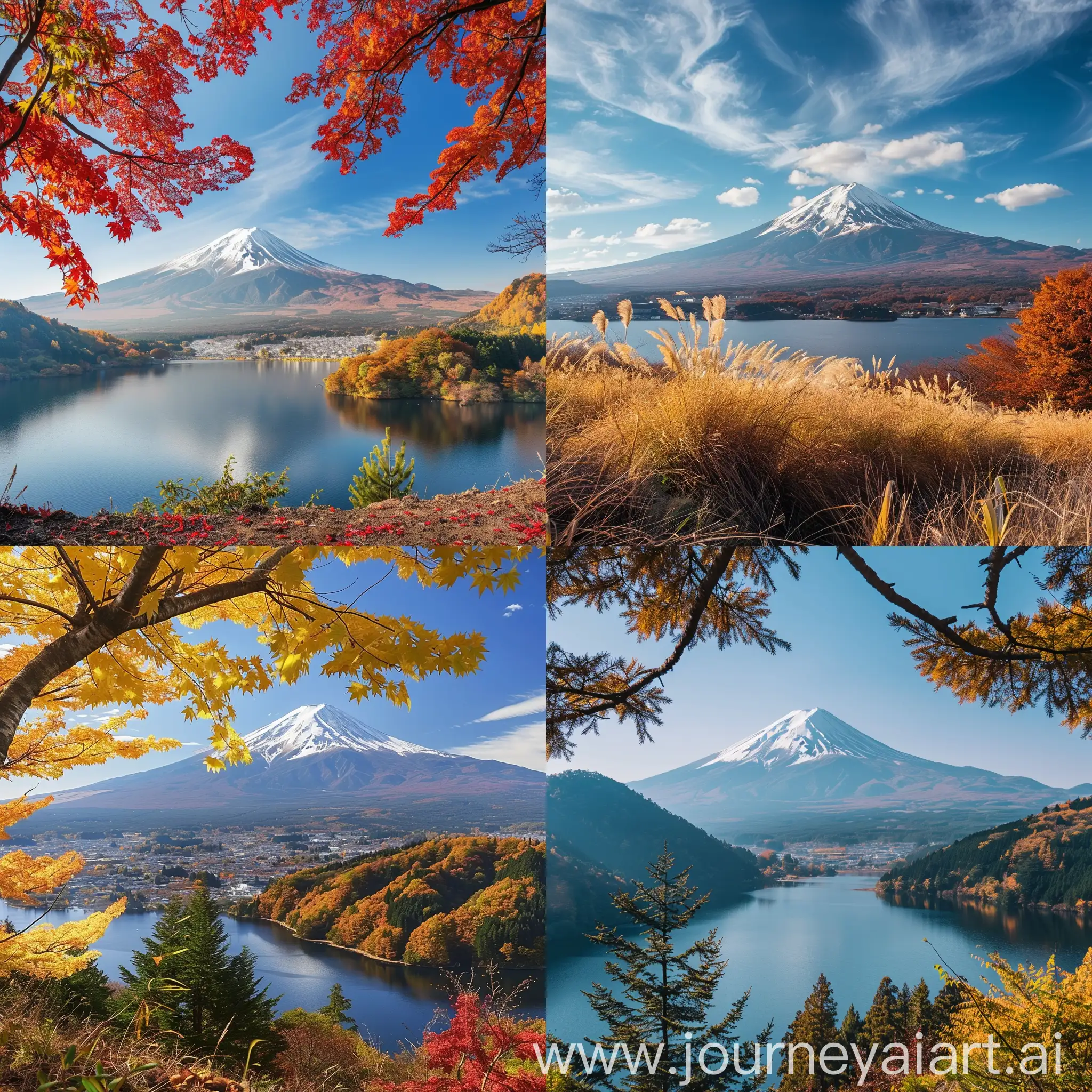 Spectacular panorama of Mount Fuji, In autumn, aesthetic 