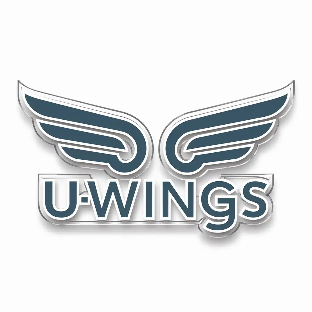 a logo design,with the text "uwings", main symbol:your wings to carry customer grew up, Industry IOT, Factory, PLC, use Sky blue color theme,Moderate,be used in Technology industry,clear background, like embed in gem,Moderate,be used in Technology industry,clear background