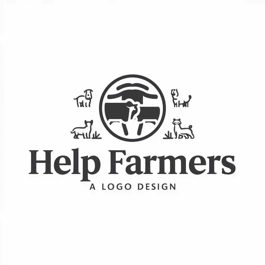a logo design,with the text "help farmers", main symbol:cattle and sheep,complex,be used in Animals Pets industry,clear background