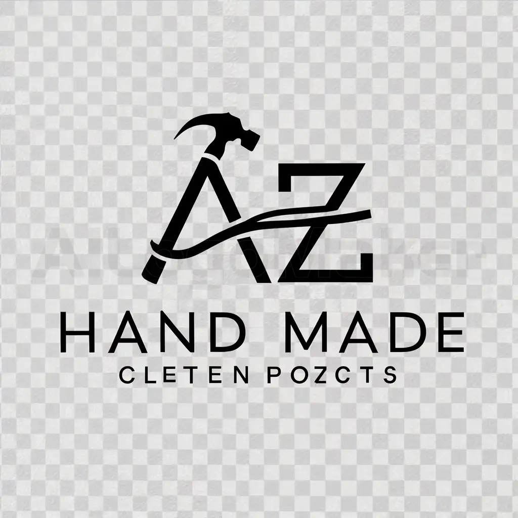 a logo design,with the text "Hand Made", main symbol:AZ,Minimalistic,be used in Products from leather industry,clear background