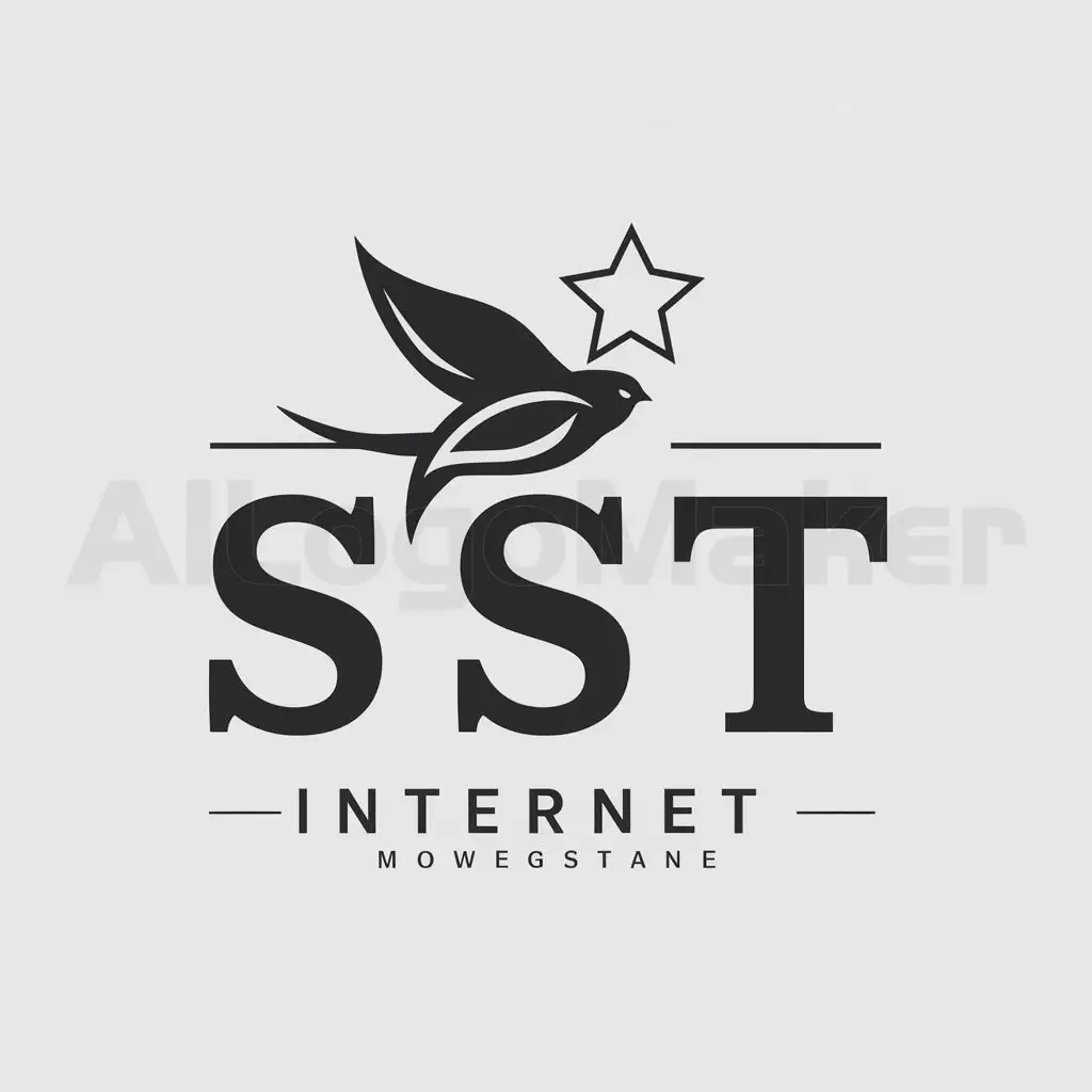 a logo design,with the text "sst", main symbol:swallow and star,Moderate,be used in Internet industry,clear background