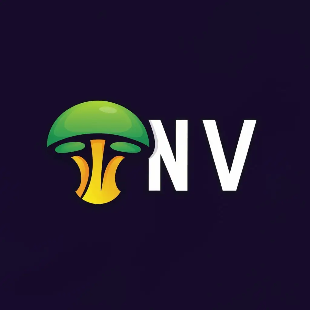 a logo design,with the text "nev", main symbol:greenMushrooms,Minimalistic,be used in Internet industry,clear background