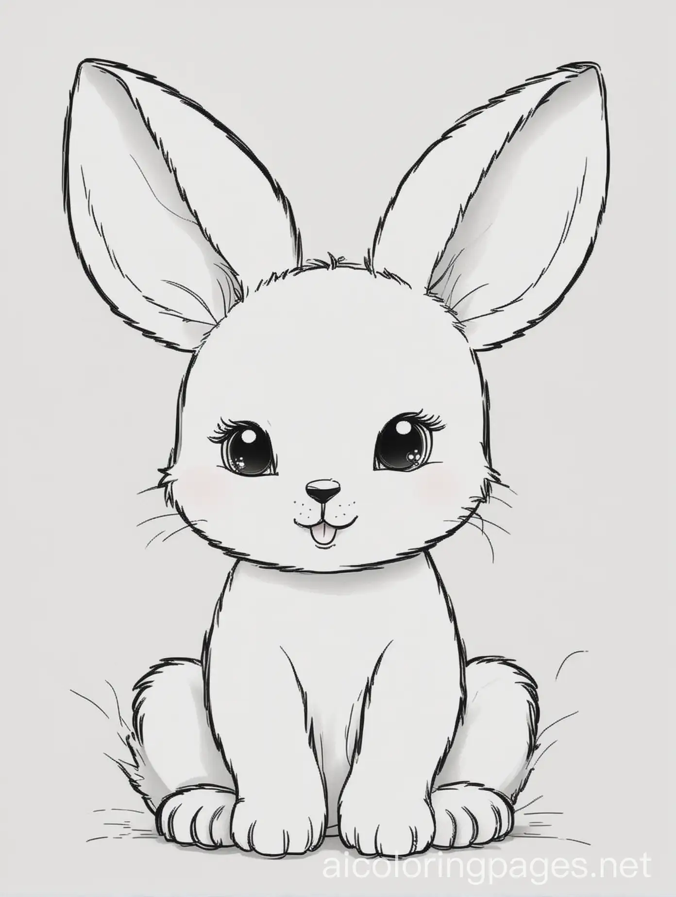 cute baby rabbit, Coloring Page, black and white, line art, white background, Simplicity, Ample White Space. The background of the coloring page is plain white to make it easy for young children to color within the lines. The outlines of all the subjects are easy to distinguish, making it simple for kids to color without too much difficulty, Coloring Page, black and white, line art, white background, Simplicity, Ample White Space. The background of the coloring page is plain white to make it easy for young children to color within the lines. The outlines of all the subjects are easy to distinguish, making it simple for kids to color without too much difficulty