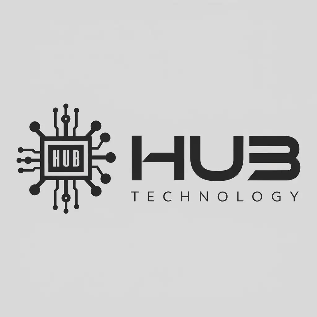 a logo design,with the text "hub", main symbol:technology, hub,complex,be used in Technology industry,clear background