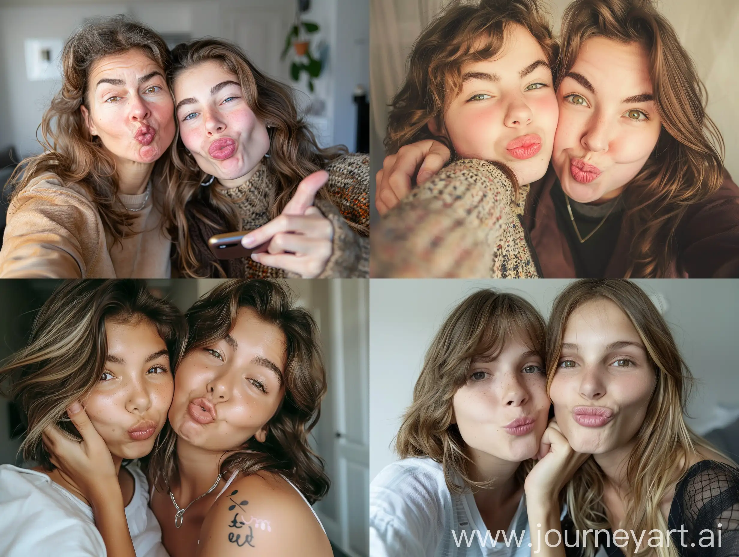 Mother-and-Teenage-Daughter-Taking-Glamorous-Selfie-Together