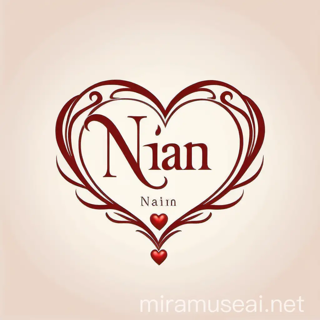 Classic, romantic and heart logo with NIAN name