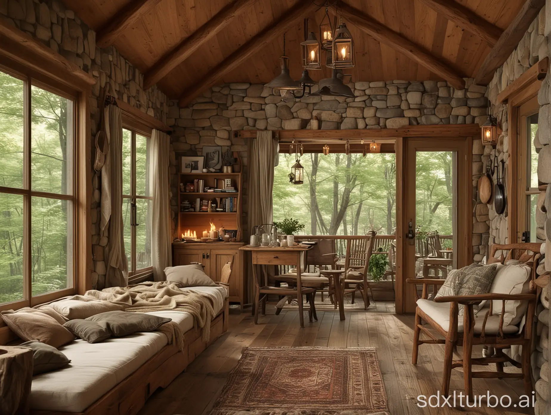 Tranquil-Forest-Cabin-Retreat-Cozy-Rustic-Comfort-in-Lush-Greenery