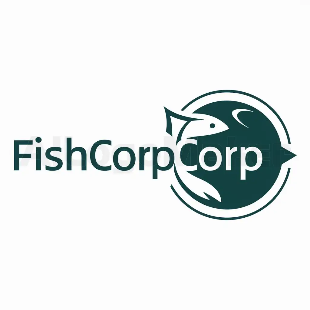 a logo design,with the text "fishcorp", main symbol:planeta,Moderate,clear background