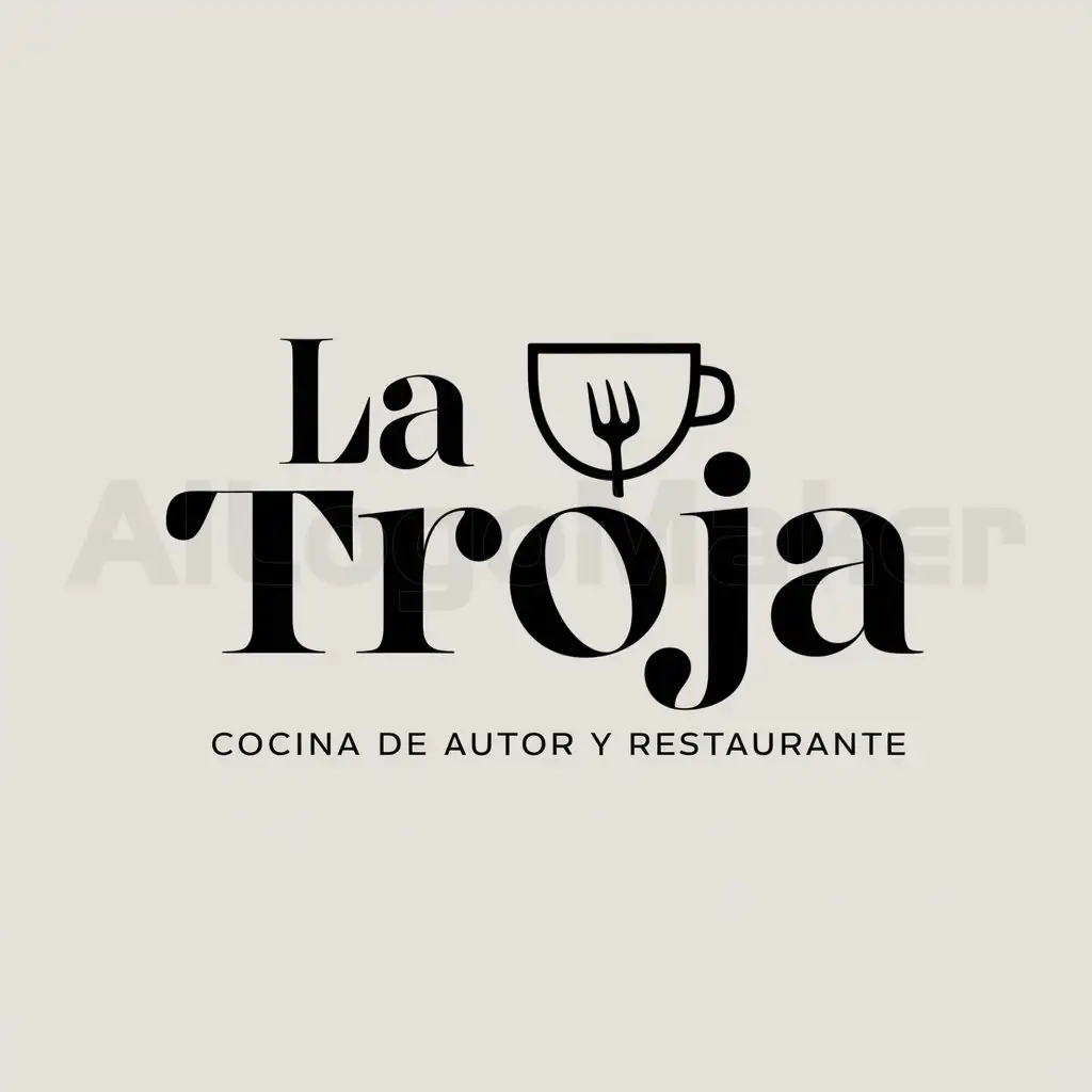 a logo design,with the text "La troja, cocina de author and restaurant", main symbol:cafe and fork,Moderate,clear background