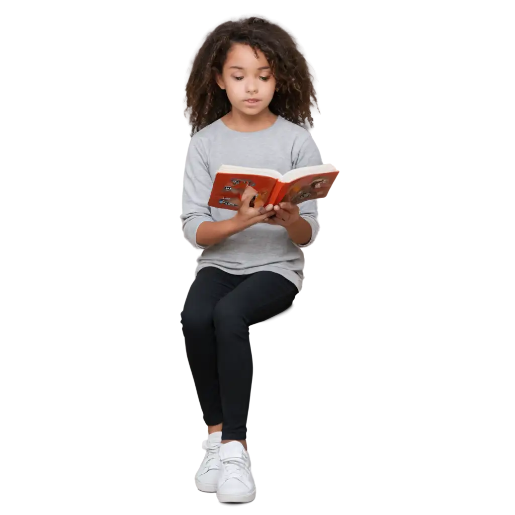 Adorable-PNG-Illustration-Cute-Little-Girl-Immersed-in-Reading-Book
