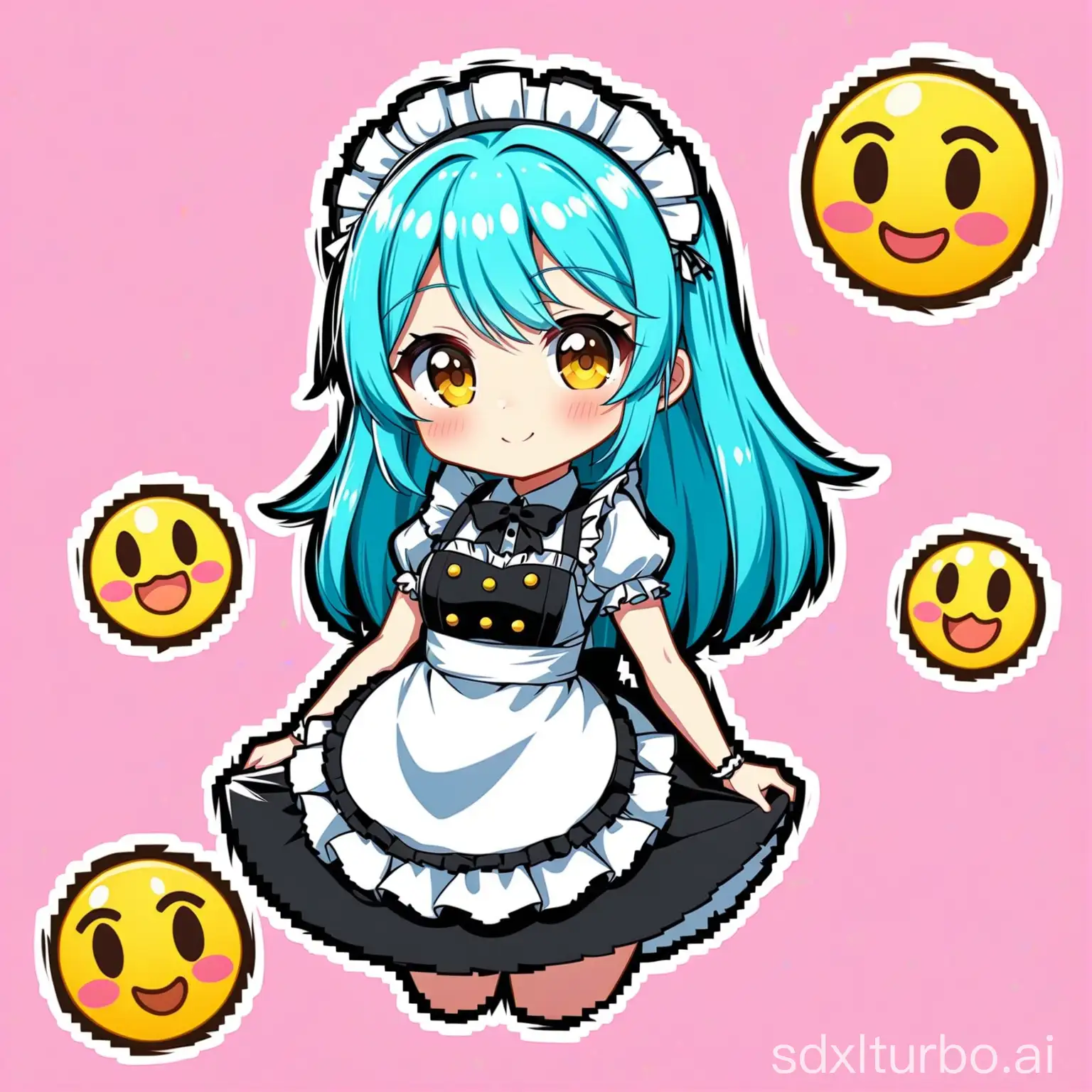 Anime-inspired cute sexy maid outfit stickers emoji