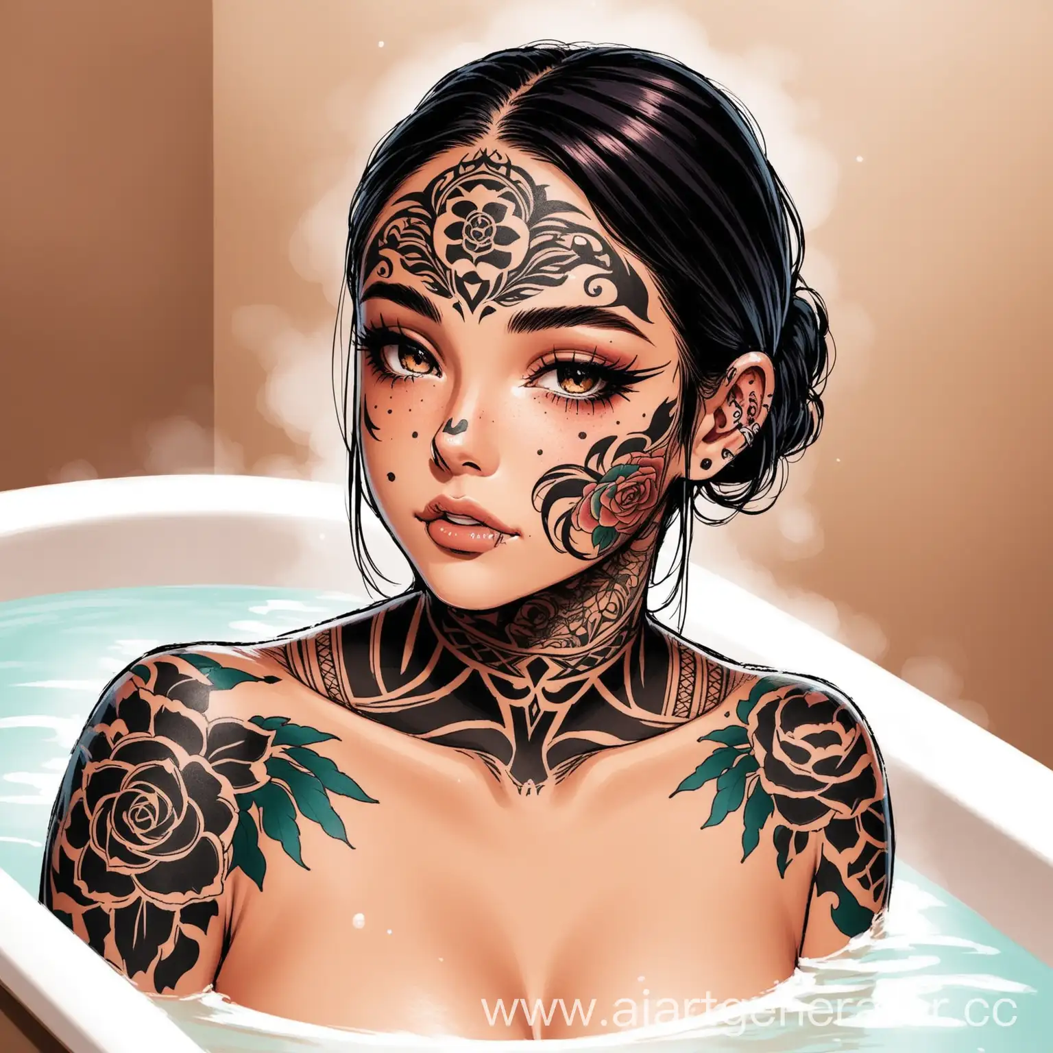 Tattooed-Girl-Relaxing-in-a-Bath