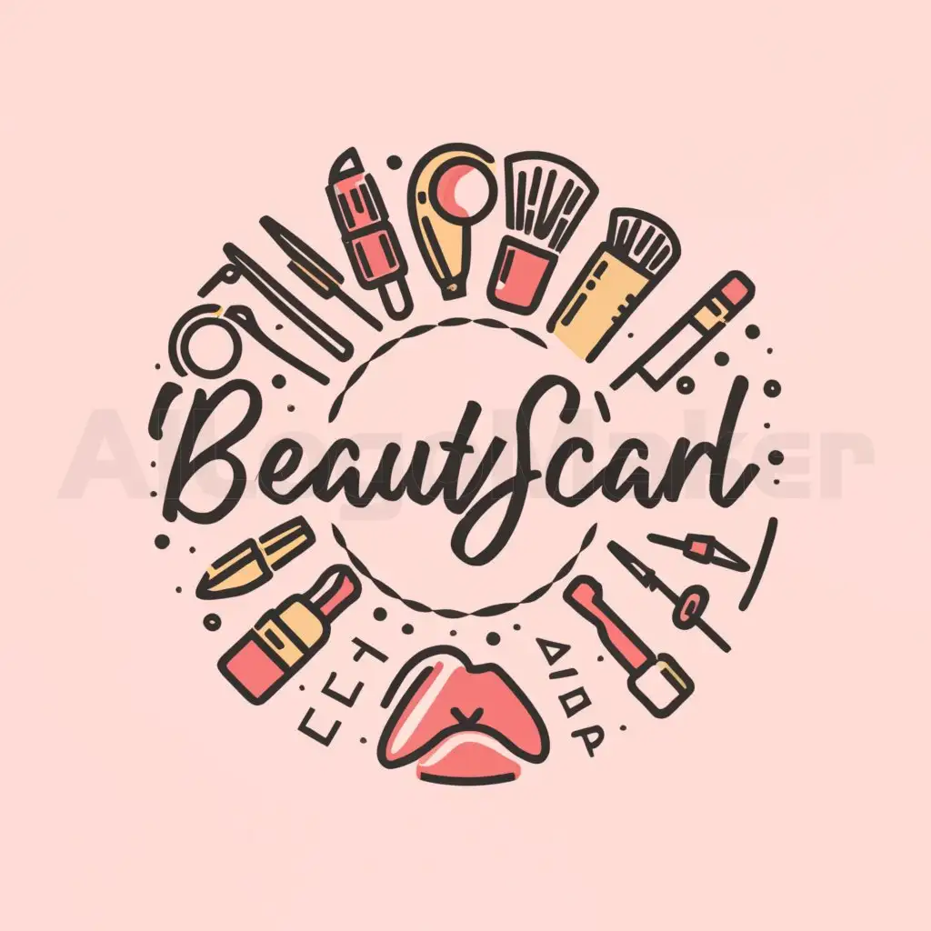 a logo design,with the text "Beautycard", main symbol:A circle with drawings of beauty,Moderate,be used in Beauty Spa industry,clear background