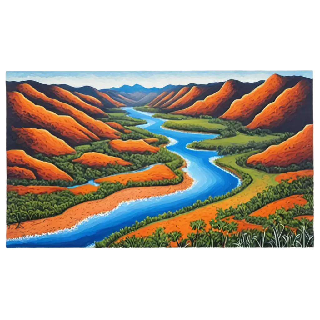 PNG-Aboriginal-Dot-Painting-of-a-River-and-Mountains-Authentic-Art-for-Online-Display