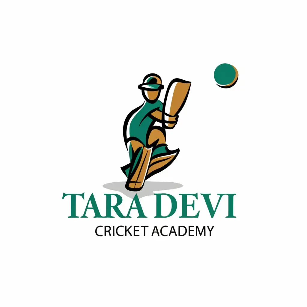 LOGO-Design-for-Tara-Devi-Cricket-Academy-Dynamic-Cricket-Symbol-with-Clean-Text