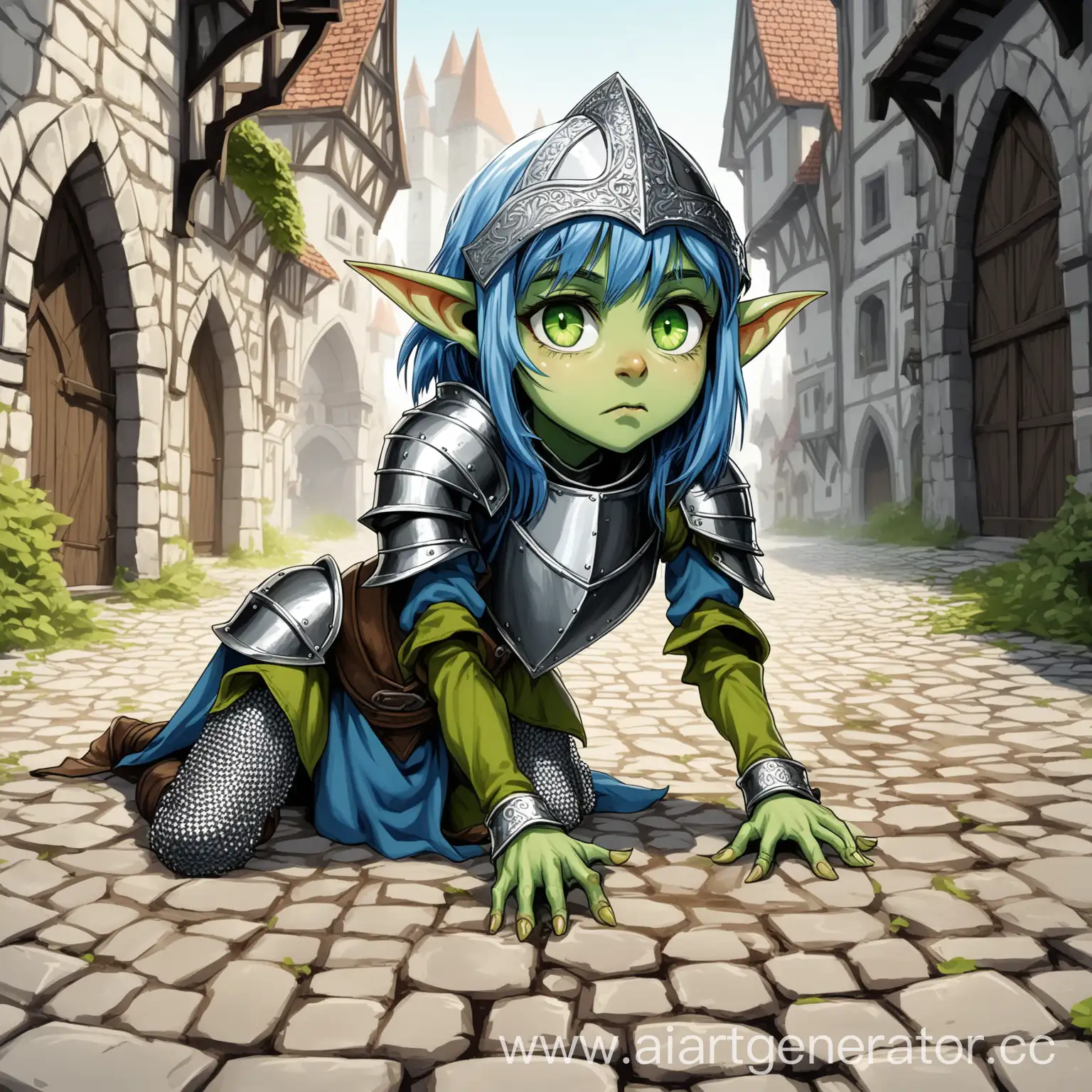 Brave-City-Guard-Goblin-with-Blue-Hair-and-Chainmail-Armor