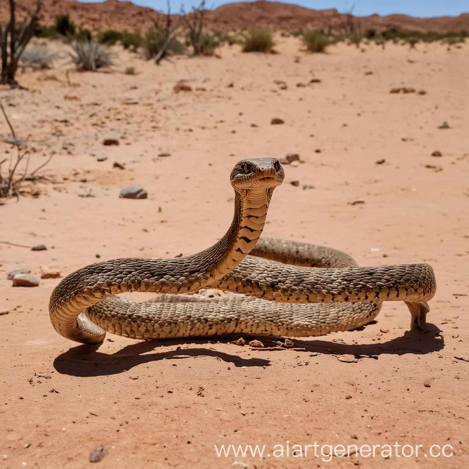 Surprised-Snake-with-Human-Hands-Exploring-Desert