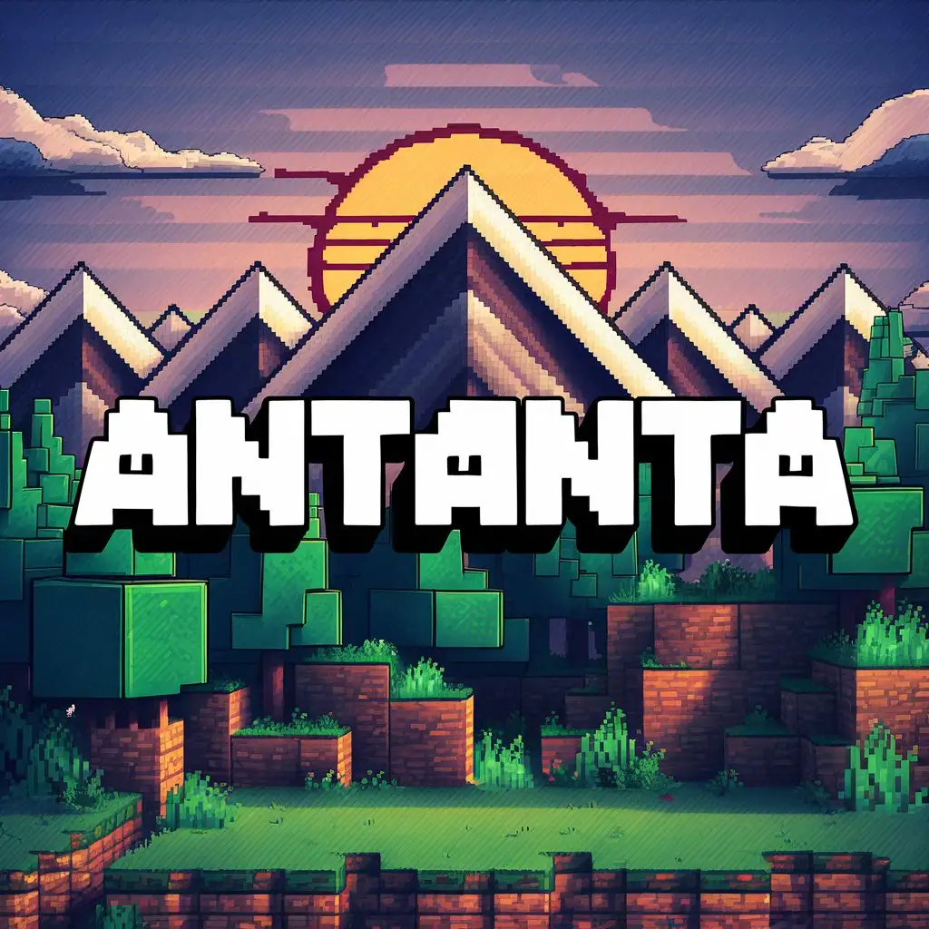 сгенерируй изображение для аватарки с надписью Antanta на весь экран в стиле майнкрафта
