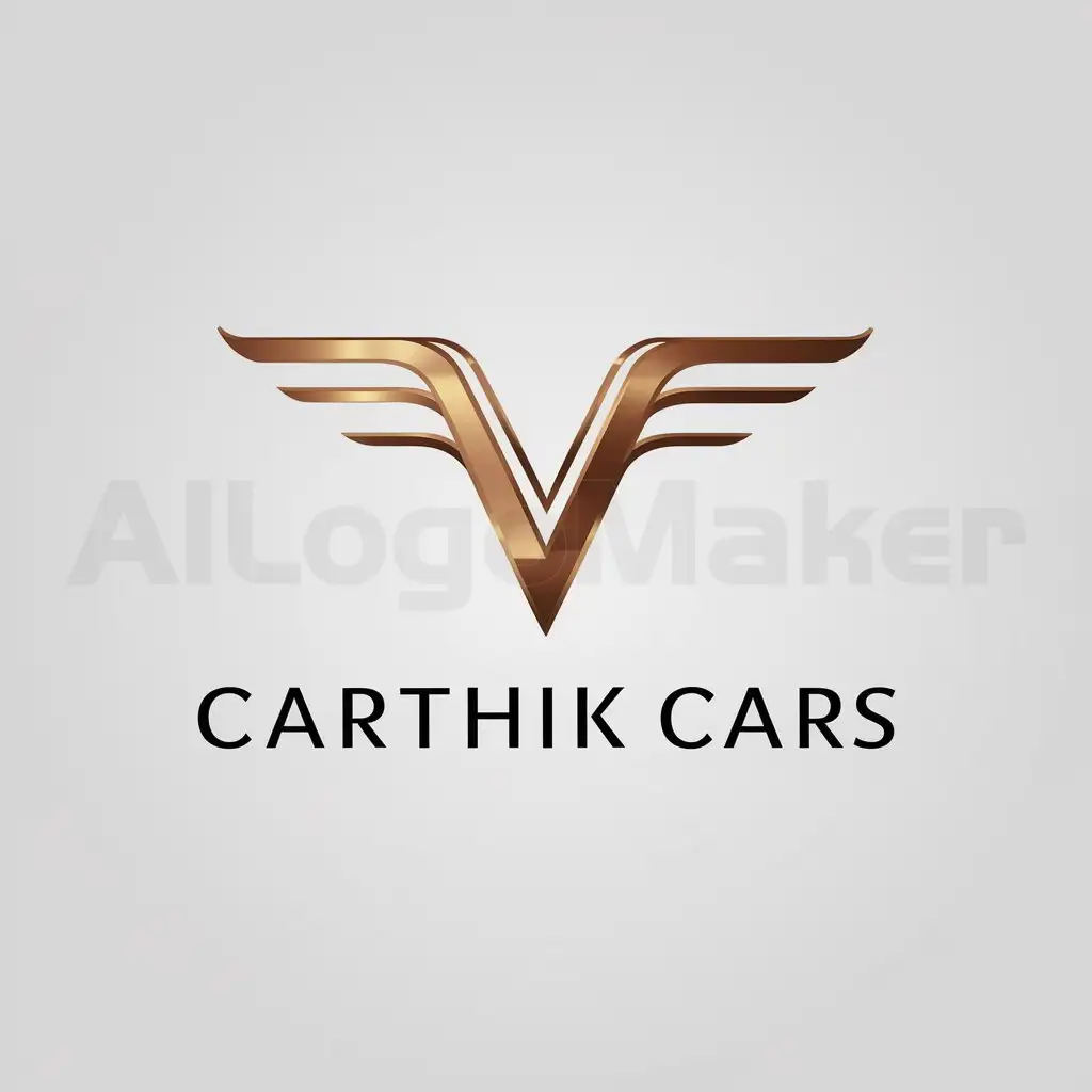 a logo design,with the text "CARTHIK CARS", main symbol:V letter in a stylish modern art , impressing everyone,Moderate,be used in 19 industry,clear background