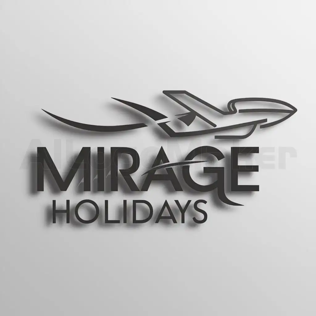 a logo design,with the text "Mirage Holidays", main symbol:voyage avion,complex,be used in Travel industry,clear background