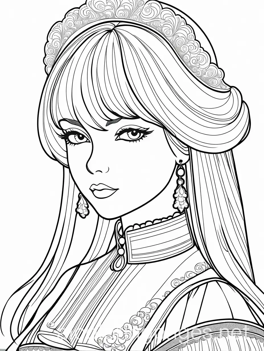 Lolita-Woman-Coloring-Page-WhiteHaired-Woman-with-White-Lips-Simple-Line-Art
