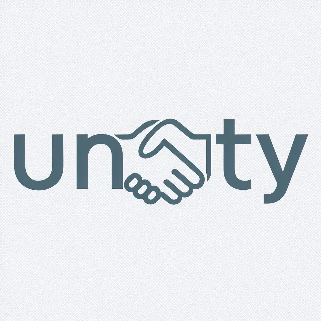 a logo design,with the text "Unity", main symbol:Hand shake,Moderate,clear background