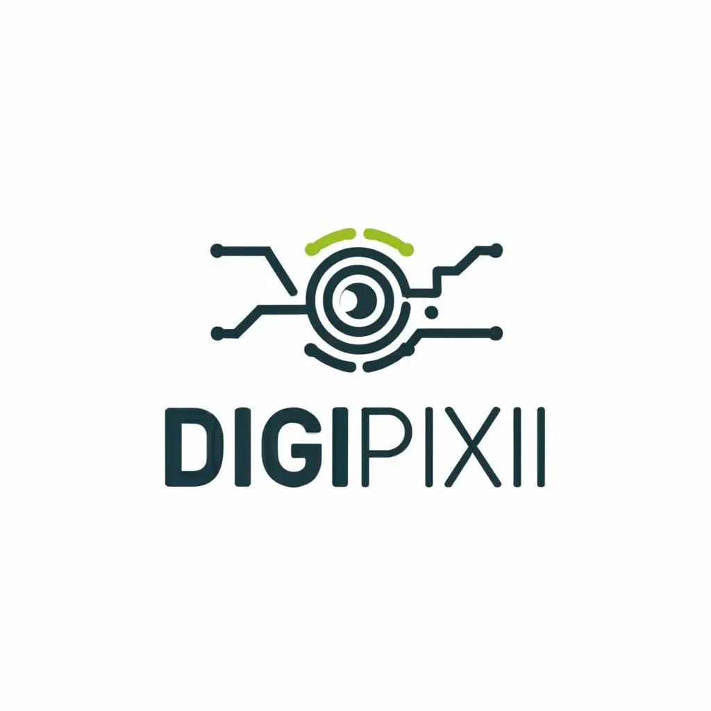 a logo design,with the text "digipixi", main symbol:eye circuit target,Minimalistic,be used in Technology industry,clear background