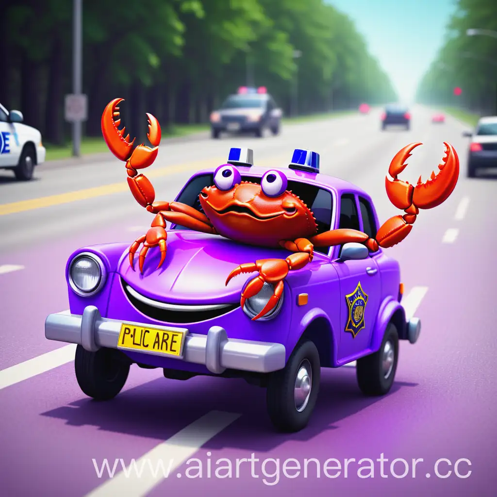 Purple-Car-Crab-Being-Chased-by-Police