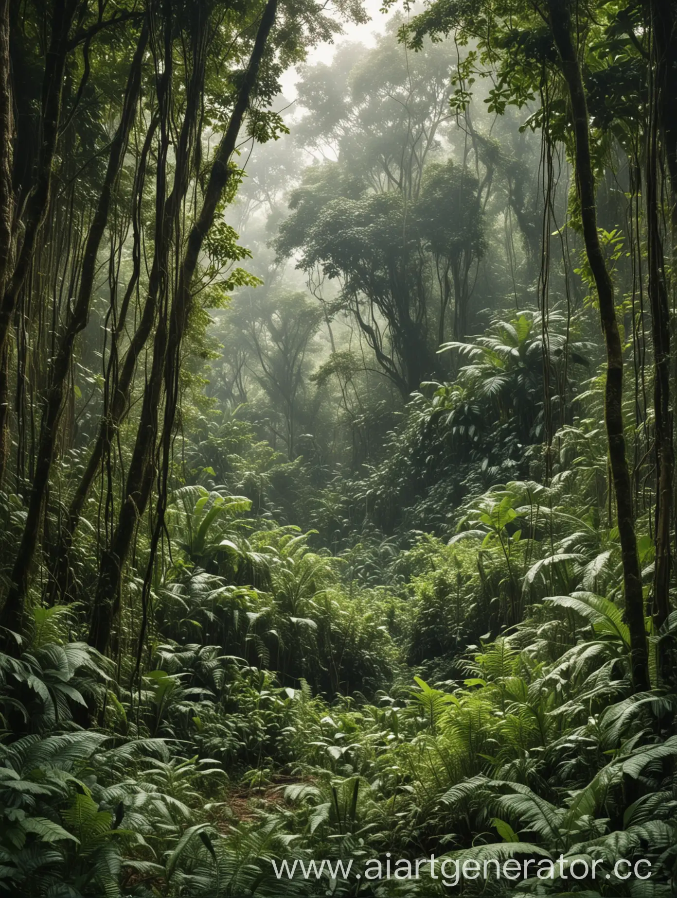 изображение густых джунглей с полянкой 