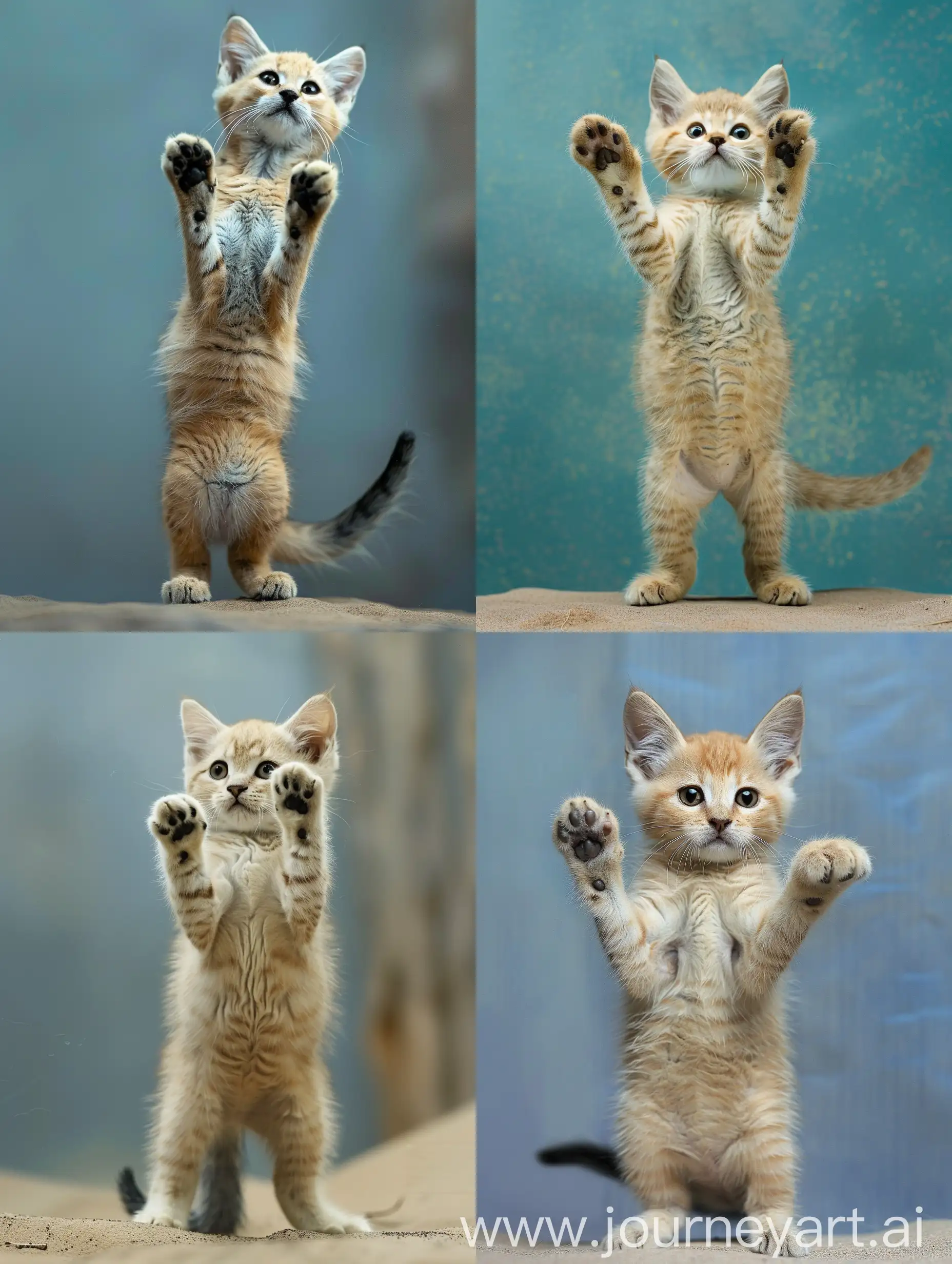 Adorable-Sand-Cat-Spreading-Front-Paws-in-Joyful-Gesture