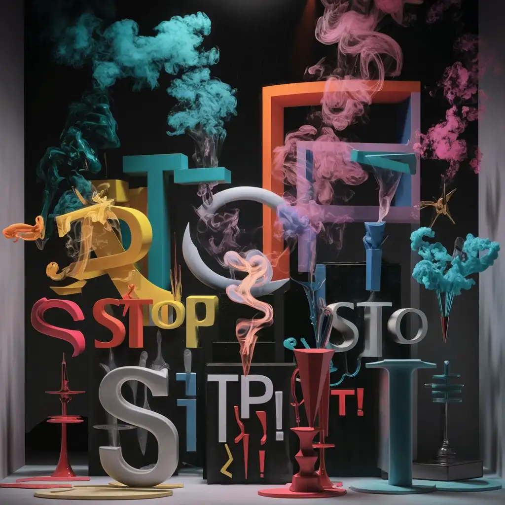 Vibrant Abstract Smoke Art Bold Colors and Forms in Stop It Ad